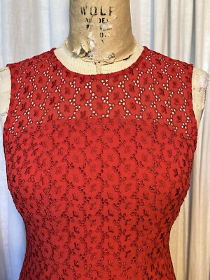 Nanette Lepore Womens Sleeveless Red Lace Fit/Flare Knee L Dress Sz 0 Used  | eBay