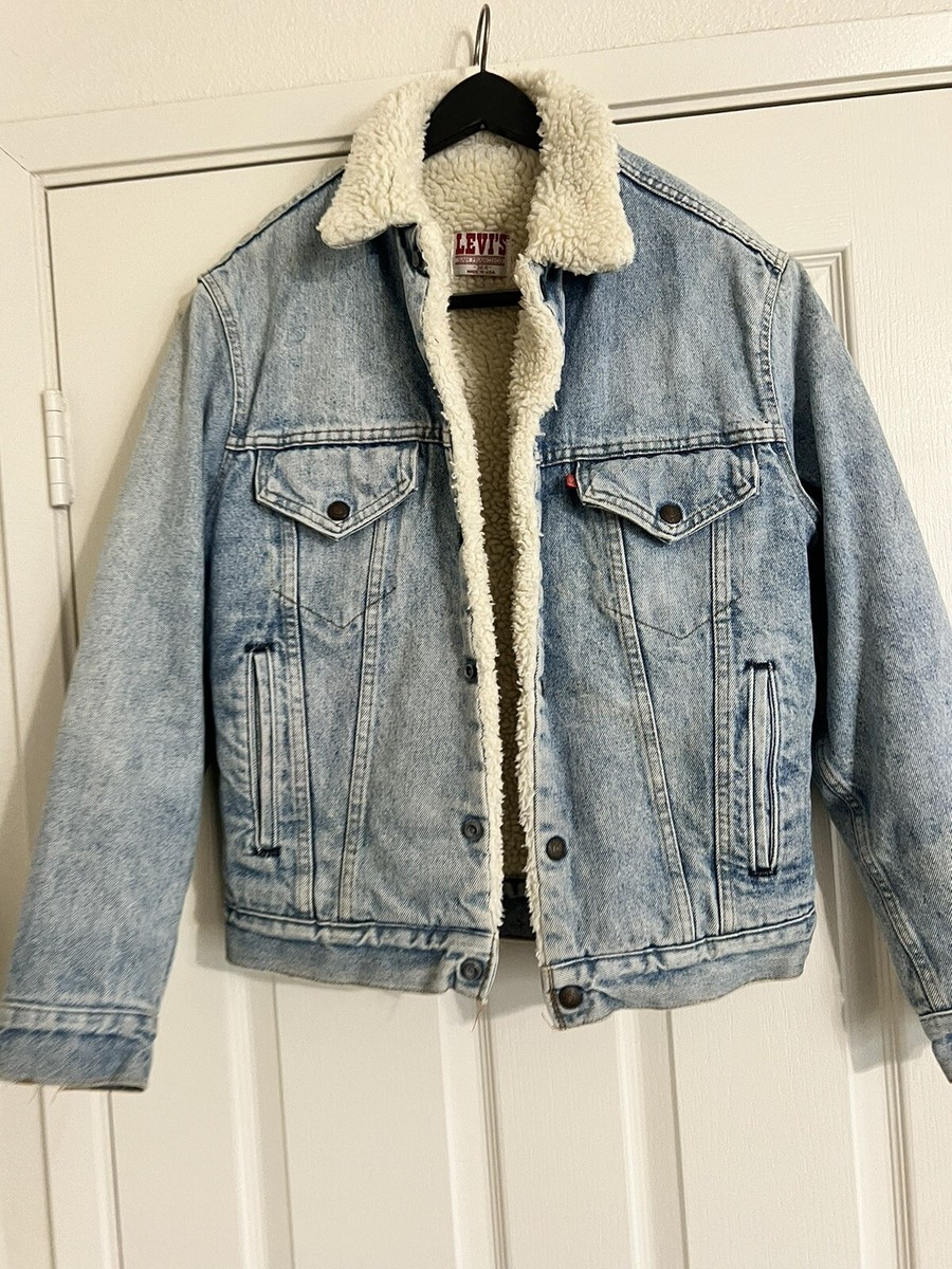 Vtg LEVI'S AUTHENTIC Type 70s 80s Sherpa Lined Denim Jean Trucker Jacket  36R