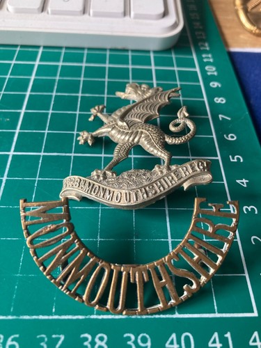 3er Batallón MONMOUTHSHIRE Regimiento insignia y emparejamiento de título de hombro - Imagen 2 de 6