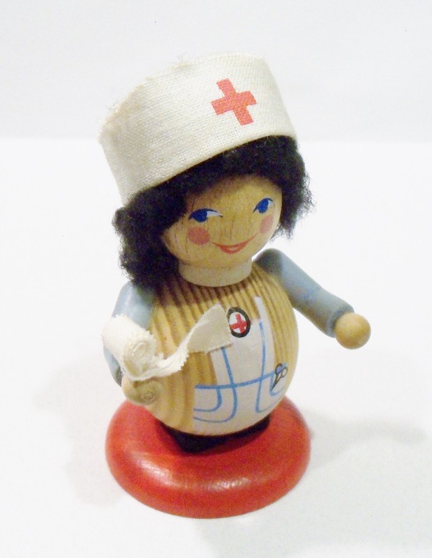 Steinbach West Germany Red Cross Nurse Pia Wooden Wood Vintage 1980's Ornament