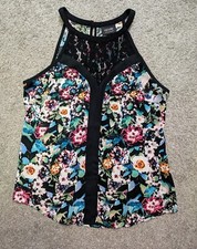 Nicole by Nicole Miller Lace Insert Tank Top Floral Women's Size XS
