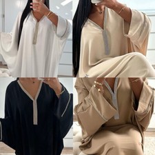 Kaftan Abaya Muslim Women Maxi Dress Kaftan Dress Loose Robe Islamic Party Gown