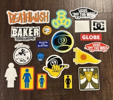 Lot Of 20 Stickers Y2K Skateboard Brands Deathwish Vans Thrasher Volcom Spitfire