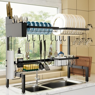 Escurridor De Platos Trastes Cubiertos Para Fregadero Acero Inoxidable Cocina US