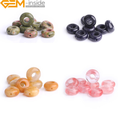 20 Pcs Natural Agate Jasper Stone Rondelle Donuts Spacer Beads Jewelry Making