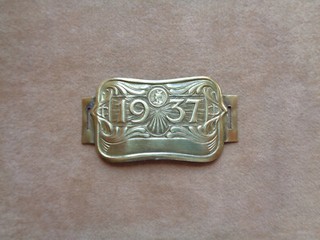 ANNÉE 1937 PLAQUE FISCALE DE VÉLO EN LAITON