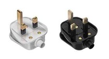 Mains Power Plug UK Fused 13A 3 pin Rewireable Replace Black White