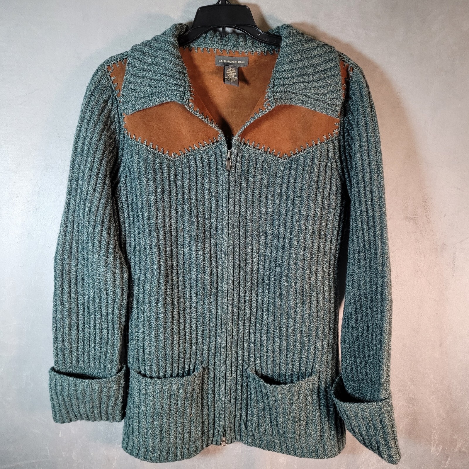 Banana Republic Women's Size Medium Lambswool, Suede Knit Sweater RN