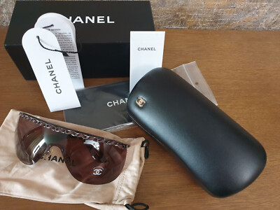 CHANEL AG6041 サングラス ブラウンレンズ Authentic New CHANEL Brown Rimless Shield Chain Sunglasses 4160-Q