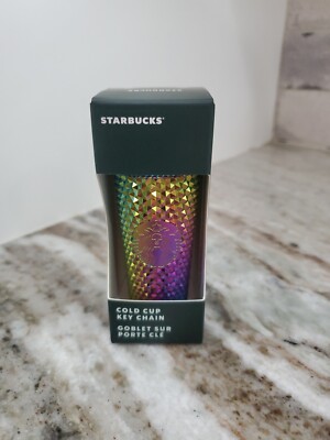 NEW Starbucks Fall 2023 Black Bling Oil Slick Studded Cold Cup Keychain |  eBay
