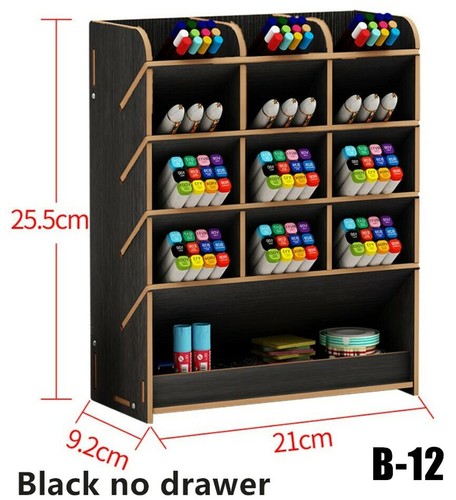 Wooden Organizer Office Desk Storage Container Pen Pencil Holder DIY GIFT - Picture 11 of 21