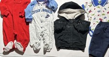 Bundle Baby Boy Clothes 6 Months - Footed One Pieces, Hoodie Jacket, Sweats, Etc