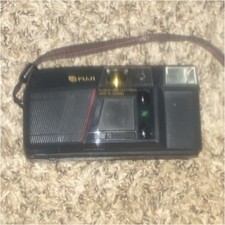 Fuji Tele Point  Shoot 35mm Film Camera Black Built-in Flash Auto Focus