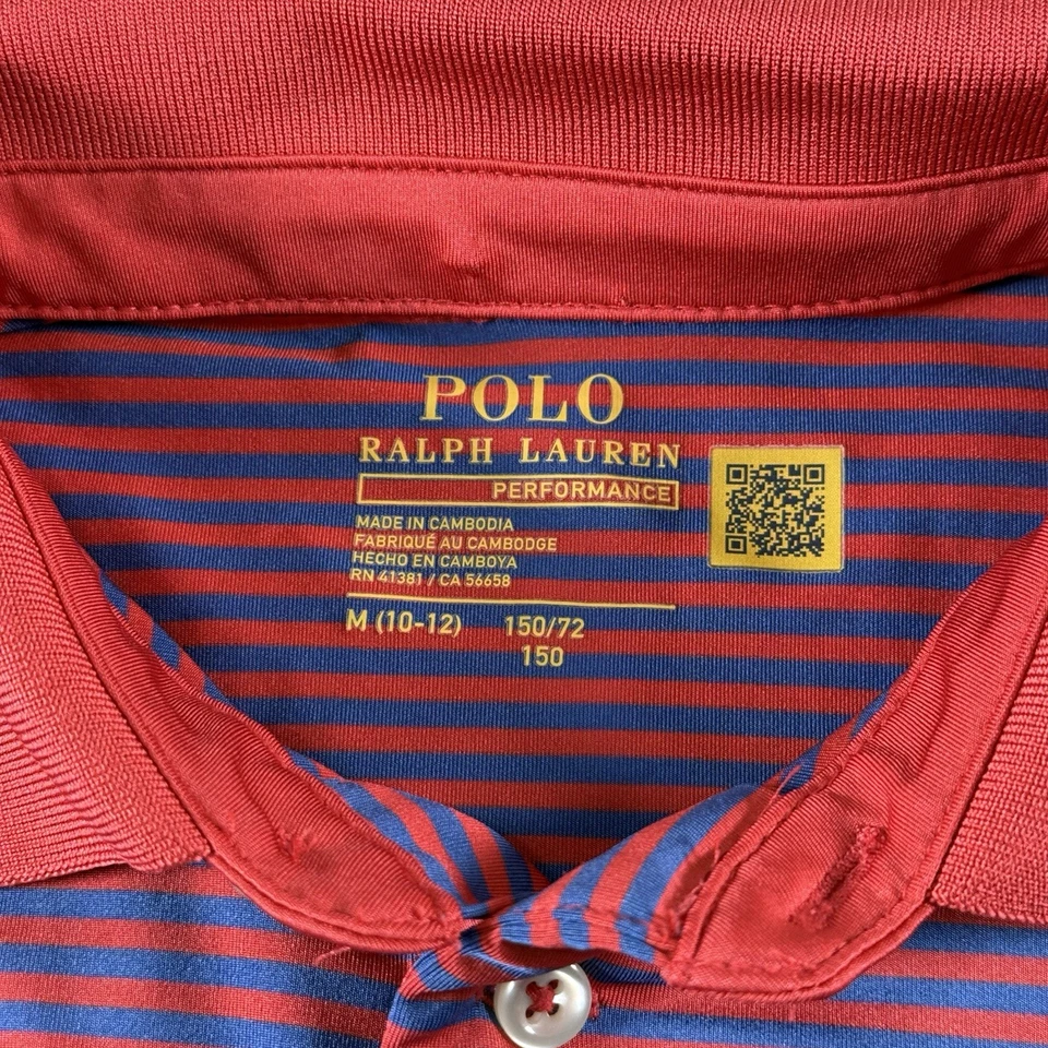 Polo Ralph Lauren 122nd US Open Golf CC Shirt Youth Medium Red Blue Performance - Image 4 of 4