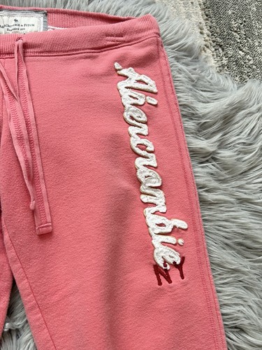 Vintage Y2K Abercrombie Logo Capri Low Rise Relaxed Sweatpants - Pink WMS XSmall - Picture 2 of 5