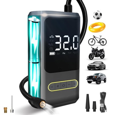Tire Inflator Portable Air Compressor Portable Cordless Mini Air Pump with Di...