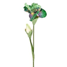 1-Pack Artificial Iris Flowers with Flower Bud 17.7 Inch for Home Green