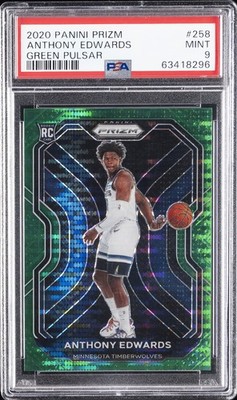 2020 PANINI PRIZM GREEN PULSAR #258 ANTHONY EDWARDS #/25 PSA 9