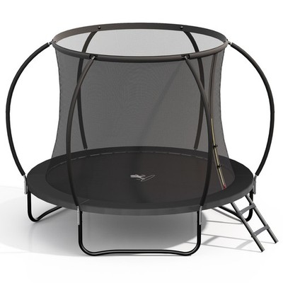 8FT Outdoor Trampoline W/ Ladder, Trampoline for Kids & Adult, 350LBS Capacity