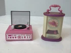 2 VTG 1988 Barbie Action Accents Wind Up Mantle Clock & Stereo Record Player