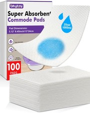100 Commode Absorbent Pads for Bedside Commode Liners, Disposable Commode Lin...