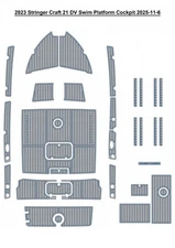 2023 Stringer Craft 21 DV Swim Platform Cockpit Pad Boat EVA Teak Deck Floor