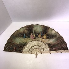 Vintage 1946 Handpainted Victorian Fan By Juan Lluna 17x10