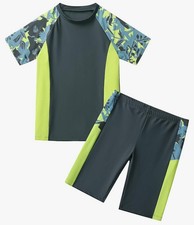 Kids1234 Boys Swimsuits UPF50 UV Swimwear Set Two Piece Rash Guard 5-6Y