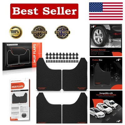 Black Universal Mud Guards, 4-Pack Set for Complete Vehicle Coverage Protection