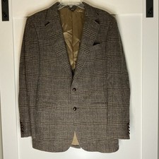 VTG Cricket Club Wool Tweed Blazer Men  s 42R Brown English Countryside Heritage