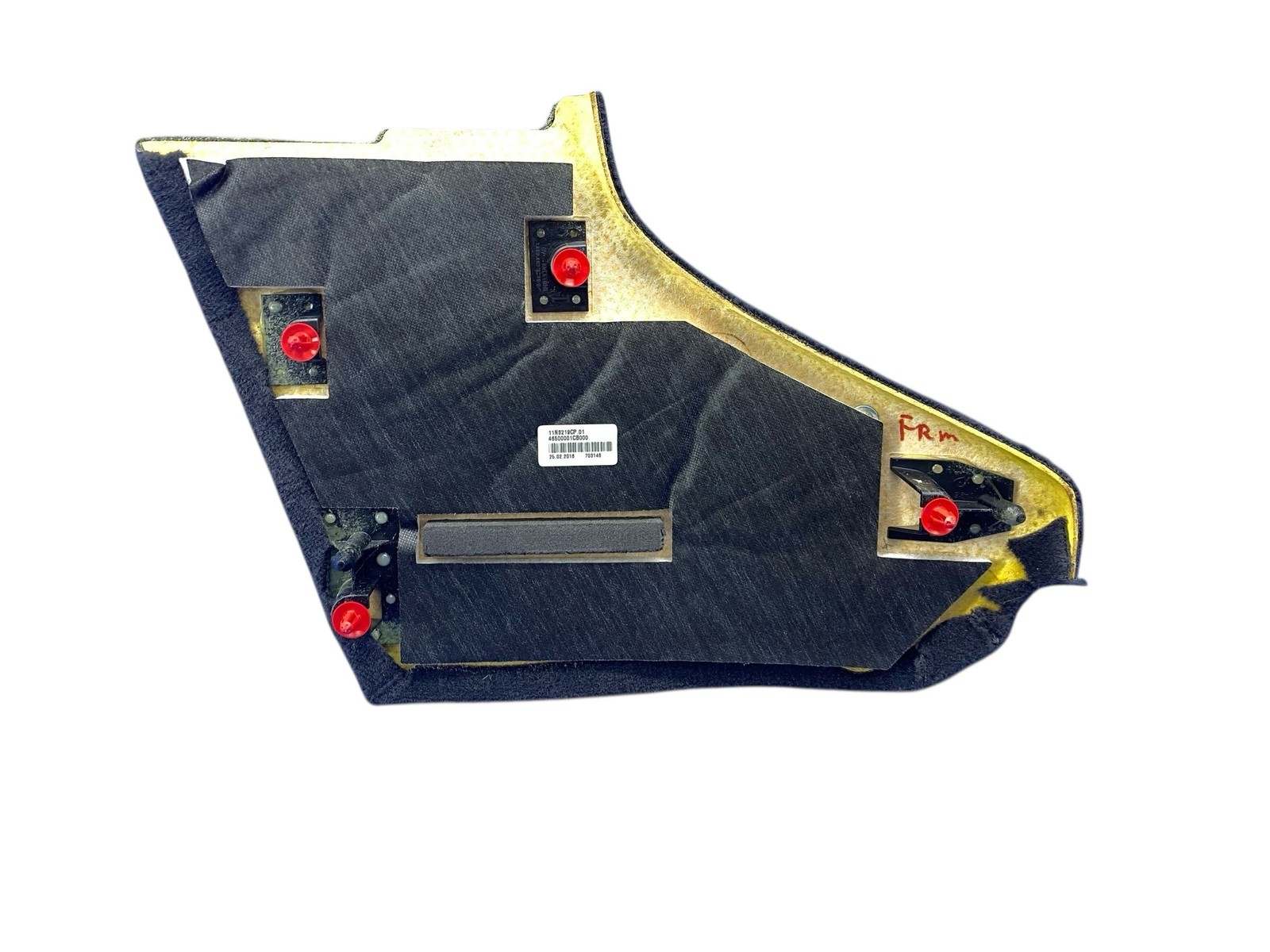 2015-2017 MCLAREN 650S FRONT RIGHT MIDDLE INTERIOR TRIM PANEL W/NET BLACK CARPET