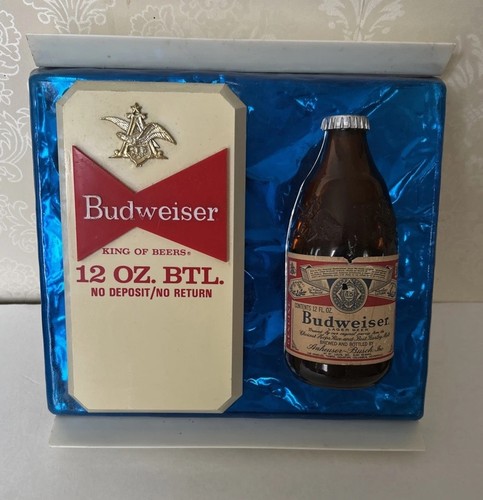 Vintage Budweiser 12 oz. Bottle 3-D Plastic Sign 10”x10” 1960’s