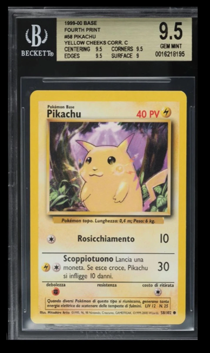 英版ピカチュウ PokeTour1999 - BGS MINT9 / 3371 Pikachu [PokeTour 1999] #58 Prices | Pokemon Base Set | Pokemon Cards