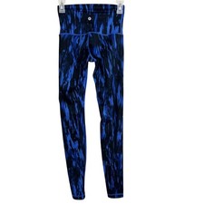 LULULEMON Blue Black Wunder Under High Rise Full Ankle Workout Leggings Size 4