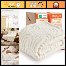 Cozy Boho Throw Blanket - Soft Fleece Couch Decor, 50x60 Inches, Off White, Aest