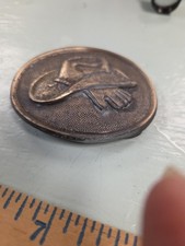 Vintage 70s Solid Brass Cowboy Rodeo Belt Buckle Hat And Gloves Rancher 