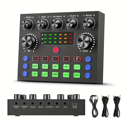 #ad V8S Audio Mixer with Voice changerPodcast MixerSound Card for Phone Gaming Kar $39.00