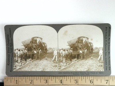 1909 Keystone Stereoview Panama Canal Immense Steel Plow Spoil Dump