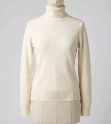 Active Basic Womens Cream Turtleneck Sweater Size S Long Sleeve Knit Pullover