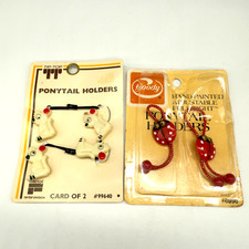 Vintage Goody Ponytail Holders Tip Top 2 Sets Twin Bead Animals Googly Eyes