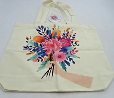 Floral Tote Bag, Floral Bag with Pin Reusable Grocery Bags Shopping Bags