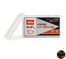 FEATHER High Stainless Single-Edged Razor Blades 10 Blades per Box Made in Japan
