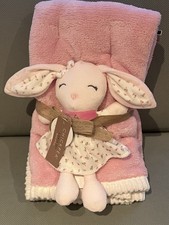 Chick Pea Baby Blanket Bunny Pink Floral Dress Lovey Set Plush Toy Ribbed Trim