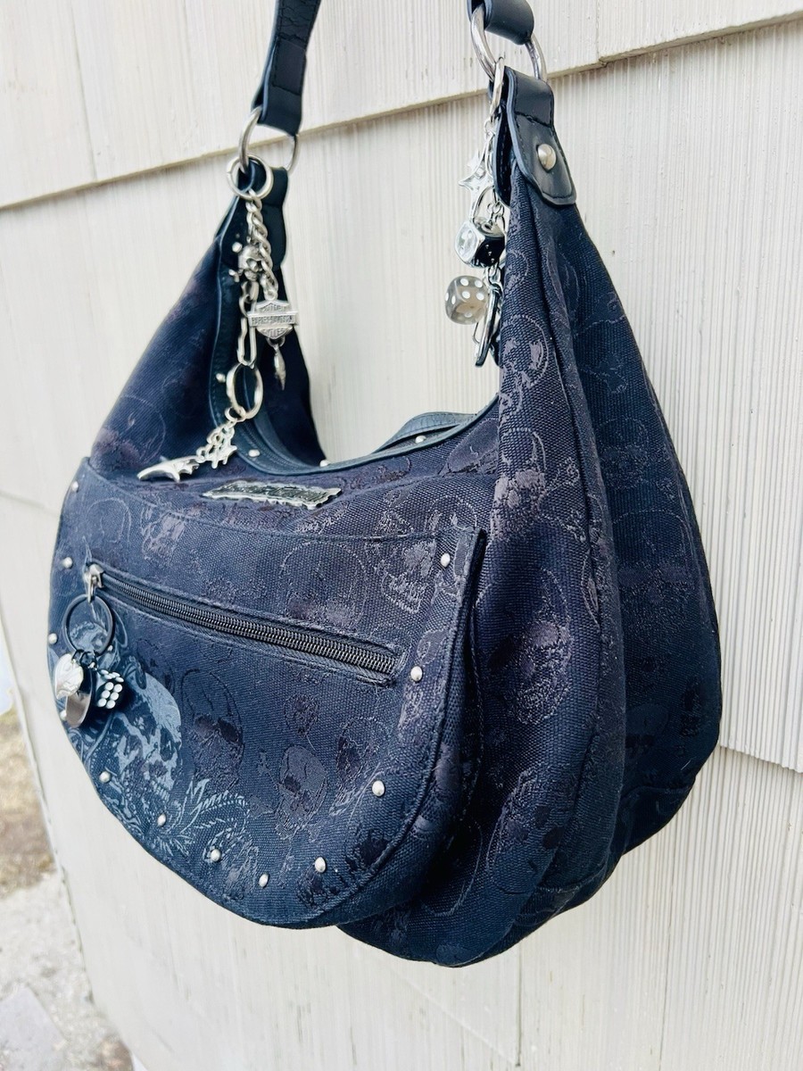 Vintage Harley Davidson Women's Skull Studded Leather Tote Bag