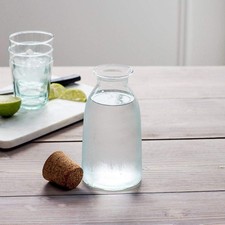 Water Bottle Large 500ml Reusable Clear Recycled Glass With Cork Stopper Server