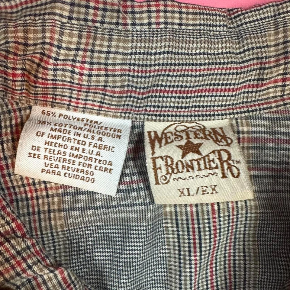 Vintage 90s western pearl snap shirt plaid pearl snap button up men’s shirt - Image 4 of 4