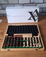 A&A Wooden Folded Chess and Checkers Board Set
