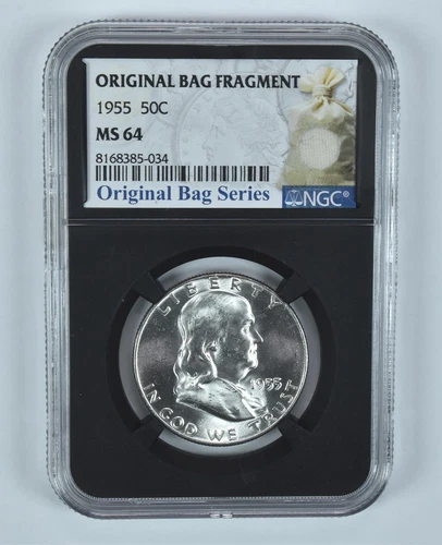 1955 Franklin Half Dollar Original Bag Fragment MS64 NGC *6061