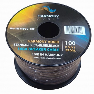 Harmony Audio 16 Gauge CCA Car Home Stereo Blue Speaker Wire Cable 100 Feet New
