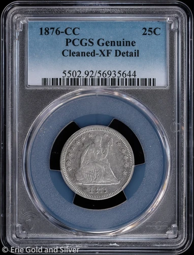 1876-CC 25C Seated Liberty Quarter PCGS Genuine XF Detail